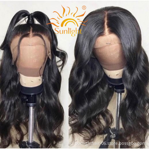 Sunlight 10a real Brazilian hair 13x4 Transparent Lace Front Wig For Black Woman Pre Plucked body wave human hair wig